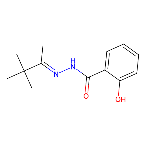 2-hydroxy-N'-(1,2,2-trimethylpropylidene)benzohydrazide structure