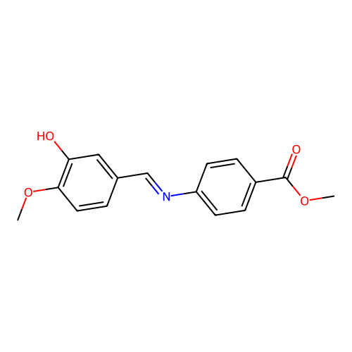 Benzoic acid, 4-(3-hydroxy-4-methoxybenzylidenamino)-, methyl ester structure