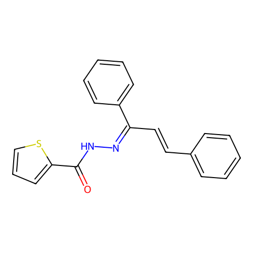 N-(1,3-diphenylprop-2-enylideneamino)thiophene-2-carboxamide structure