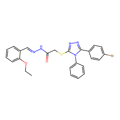 2-{[5-(4-bromophenyl)-4-phenyl-4H-1,2,4-triazol-3-yl]sulfanyl}-N'-[(E)-(2-ethoxyphenyl)methylidene]acetohydrazide structure