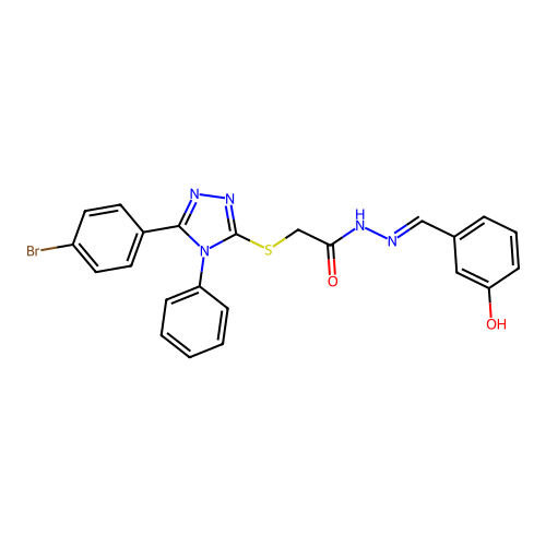 2-{[5-(4-bromophenyl)-4-phenyl-4H-1,2,4-triazol-3-yl]sulfanyl}-N'-[(E)-(3-hydroxyphenyl)methylidene]acetohydrazide structure