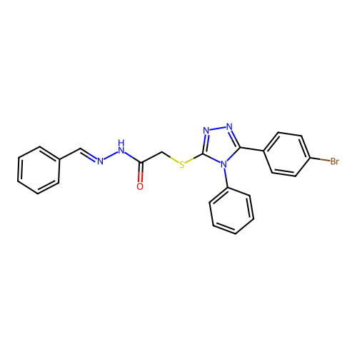 N-(benzylideneamino)-2-[[5-(4-bromophenyl)-4-phenyl-1,2,4-triazol-3-yl]sulfanyl]acetamide structure
