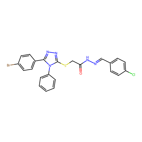 2-{[5-(4-bromophenyl)-4-phenyl-4H-1,2,4-triazol-3-yl]sulfanyl}-N'-[(E)-(4-chlorophenyl)methylidene]acetohydrazide structure