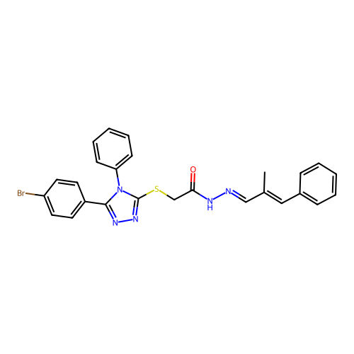 2-{[5-(4-bromophenyl)-4-phenyl-4H-1,2,4-triazol-3-yl]sulfanyl}-N'-[(1E,2E)-2-methyl-3-phenylprop-2-en-1-ylidene]acetohydrazide structure