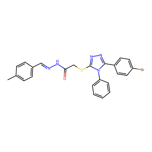 (E)-2-((5-(4-bromophenyl)-4-phenyl-4H-1,2,4-triazol-3-yl)thio)-N'-(4-methylbenzylidene)acetohydrazide structure