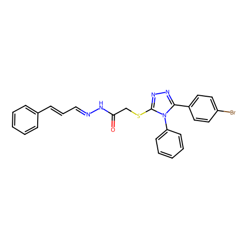 (E)-2-((5-(4-bromophenyl)-4-phenyl-4H-1,2,4-triazol-3-yl)thio)-N'-((E)-3-phenylallylidene)acetohydrazide structure