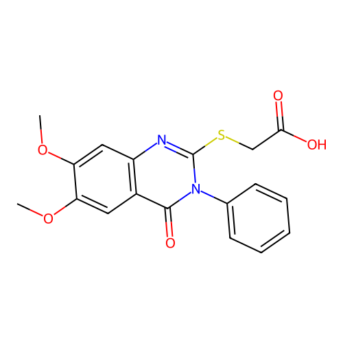 (6,7-Dimethoxy-4-oxo-3-phenyl-3,4-dihydro-quinazolin-2-ylsulfanyl)-acetic acid structure