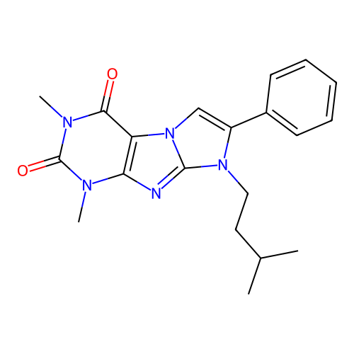 2,4-Dimethyl-6-(3-methylbutyl)-7-phenylpurino[7,8-a]imidazole-1,3-dione structure