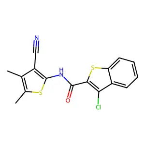 3-chloro-N-(3-cyano-4,5-dimethylthiophen-2-yl)-1-benzothiophene-2-carboxamide structure