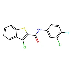 3-Chloro-N-(3-chloro-4-fluorophenyl)benzo(b)thiophene-2-carboxamide structure