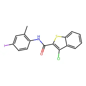 3-chloro-N-(4-iodo-2-methylphenyl)-1-benzothiophene-2-carboxamide structure