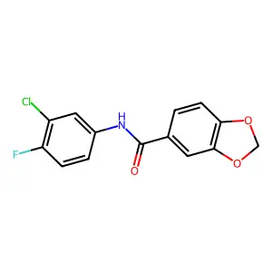 N-(3-chloro-4-fluorophenyl)-1,3-benzodioxole-5-carboxamide structure