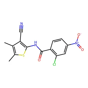 2-chloro-N-(3-cyano-4,5-dimethylthiophen-2-yl)-4-nitrobenzamide structure