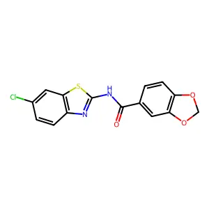 N-(6-chloro-1,3-benzothiazol-2-yl)-1,3-benzodioxole-5-carboxamide structure