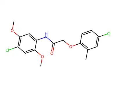 N-(4-chloro-2,5-dimethoxyphenyl)-2-(4-chloro-2-methylphenoxy)acetamide structure