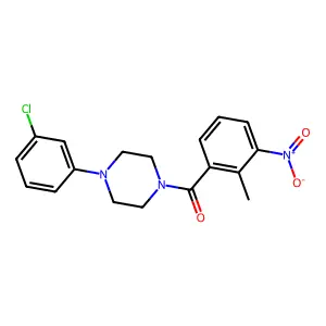 [4-(3-Chlorophenyl)piperazin-1-yl]-(2-methyl-3-nitrophenyl)methanone structure