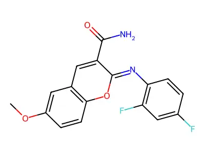 (Z)-2-((2,4-difluorophenyl)imino)-6-methoxy-2H-chromene-3-carboxamide structure
