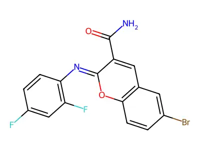 (2Z)-6-bromo-2-[(2,4-difluorophenyl)imino]-2H-chromene-3-carboxamide structure