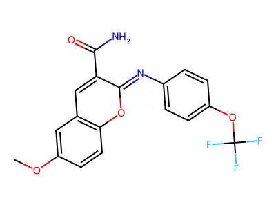 (2Z)-6-methoxy-2-{[4-(trifluoromethoxy)phenyl]imino}-2H-chromene-3-carboxamide structure