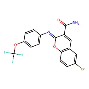 6-Bromo-2-[4-(trifluoromethoxy)phenyl]iminochromene-3-carboxamide structure