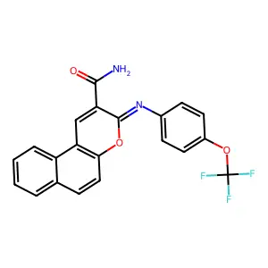 3-[4-(Trifluoromethoxy)phenyl]iminobenzo[f]chromene-2-carboxamide structure