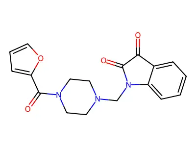 1-[[4-(Furan-2-carbonyl)piperazin-1-yl]methyl]indole-2,3-dione structure