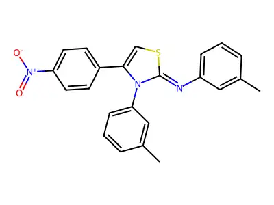 N,3-bis(3-methylphenyl)-4-(4-nitrophenyl)-1,3-thiazol-2-imine structure