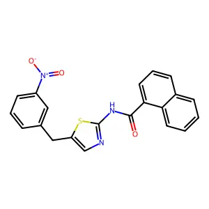 N-[5-[(3-nitrophenyl)methyl]-1,3-thiazol-2-yl]naphthalene-1-carboxamide structure