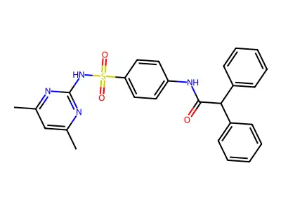 N-(4-(N-(4,6-dimethylpyrimidin-2-yl)sulfamoyl)phenyl)-2,2-diphenylacetamide structure