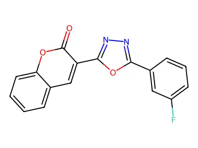 3-(5-(3-fluorophenyl)-1,3,4-oxadiazol-2-yl)-2H-chromen-2-one structure