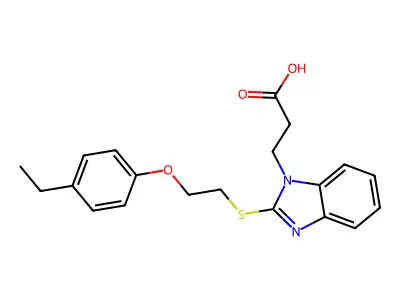 3-(2-{[2-(4-ethylphenoxy)ethyl]sulfanyl}-1H-benzimidazol-1-yl)propanoic acid structure