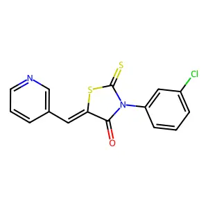(5Z)-3-(3-chlorophenyl)-5-(pyridin-3-ylmethylidene)-2-thioxo-1,3-thiazolidin-4-one structure