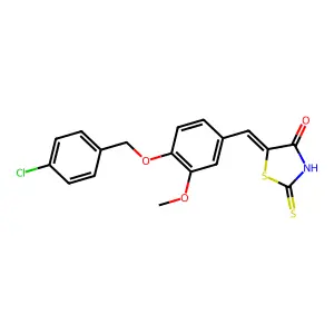 5-(4-(4-Chlorobenzyloxy)-3-methoxybenzylidene)-2-thioxothiazolidin-4-one structure