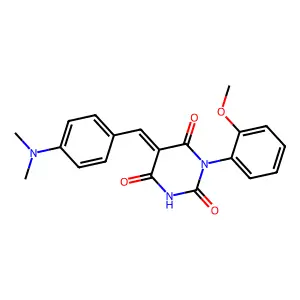 (E)-5-(4-(dimethylamino)benzylidene)-1-(2-methoxyphenyl)pyrimidine-2,4,6(1H,3H,5H)-trione structure