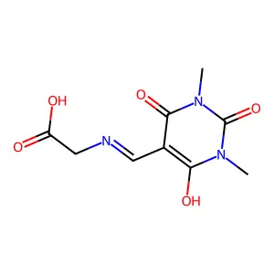 2-(((1,3-dimethyl-2,4,6-trioxotetrahydropyrimidin-5(2H)-ylidene)methyl)amino)acetic acid structure