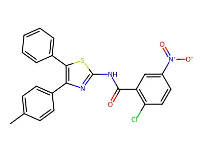 2-chloro-N-[4-(4-methylphenyl)-5-phenyl-1,3-thiazol-2-yl]-5-nitrobenzamide structure
