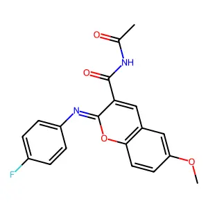 (2Z)-N-acetyl-2-[(4-fluorophenyl)imino]-6-methoxy-2H-chromene-3-carboxamide structure