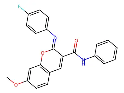 (Z)-2-((4-fluorophenyl)imino)-7-methoxy-N-phenyl-2H-chromene-3-carboxamide structure