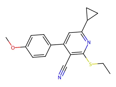 6-Cyclopropyl-2-(ethylsulfanyl)-4-(4-methoxyphenyl)pyridine-3-carbonitrile structure