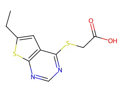 2-((6-Ethylthieno[2,3-d]pyrimidin-4-yl)thio)acetic acid structure