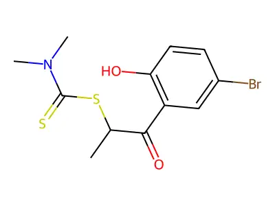 1-(5-Bromo-2-hydroxyphenyl)-1-oxopropan-2-yl dimethylcarbamodithioate structure