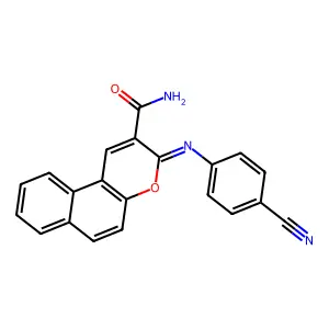 (3Z)-3-[(4-cyanophenyl)imino]-3H-benzo[f]chromene-2-carboxamide structure