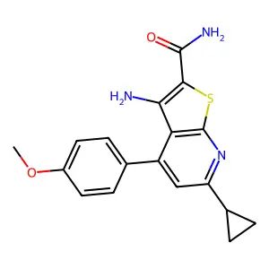 3-Amino-6-cyclopropyl-4-(4-methoxyphenyl)thieno[2,3-b]pyridine-2-carboxamide structure