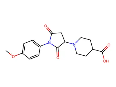 1-[1-(4-Methoxyphenyl)-2,5-dioxopyrrolidin-3-yl]piperidine-4-carboxylic acid structure