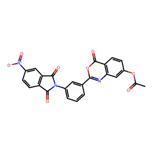 2-[3-(5-nitro-1,3-dioxo-1,3-dihydro-2H-isoindol-2-yl)phenyl]-4-oxo-4H-3,1-benzoxazin-7-yl acetate structure