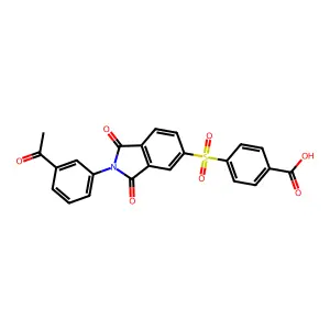 4-[2-(3-acetylphenyl)-1,3-dioxoisoindol-5-yl]sulfonylbenzoic acid structure