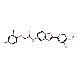 N-[2-(3-chloro-4-methoxyphenyl)-1,3-benzoxazol-5-yl]-2-(2,4-dimethylphenoxy)acetamide structure
