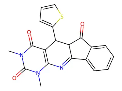 1,3-dimethyl-5-(thiophen-2-yl)-5,5a-dihydro-1H-indeno[2',1':5,6]pyrido[2,3-d]pyrimidine-2,4,6(3H)-trione structure