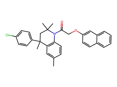 1-[4-(4-chlorophenyl)-2,2,4,6-tetramethyl-3,4-dihydroquinolin-1(2H)-yl]-2-(naphthalen-2-yloxy)ethanone structure