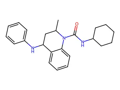 4-anilino-N-cyclohexyl-2-methyl-3,4-dihydroquinoline-1(2H)-carboxamide structure